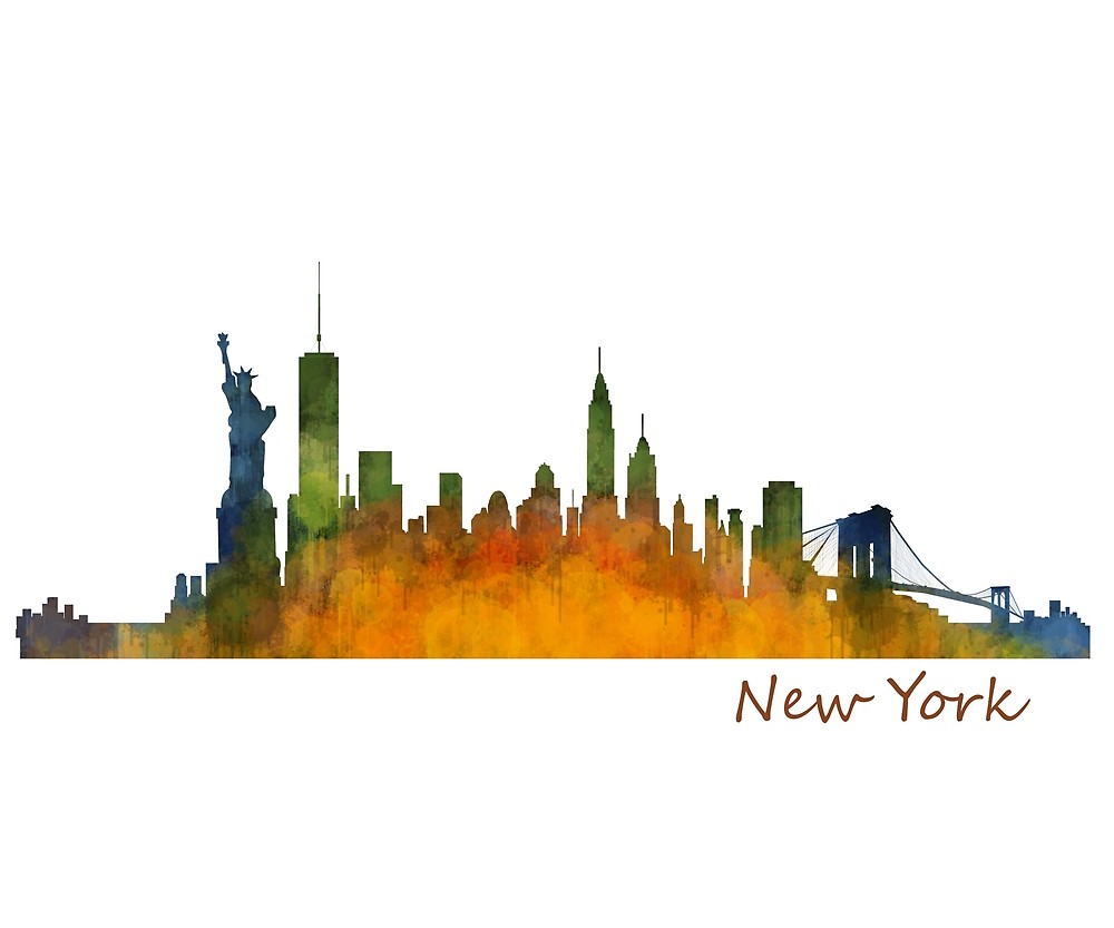 1000x833 Us Ny New York City Skyline Watercolor Hq V1 By Hqphotostore - Nyc Skyline Watercolor