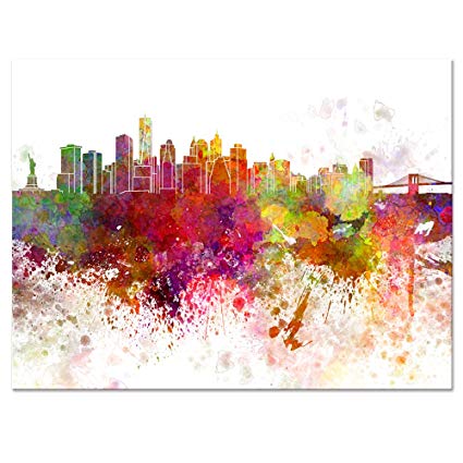 425x425 Visual Art Decor Retro New York City Skyline Canvas - Nyc Skyline Watercolor