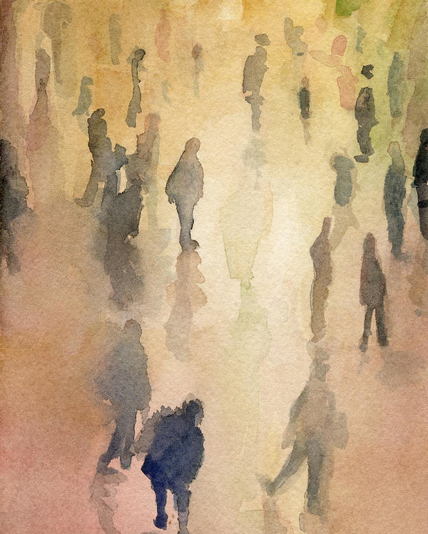 600x749 Figures Grand Central Station Watercolor Painting Of Nyc Poster By - Nyc Watercolor