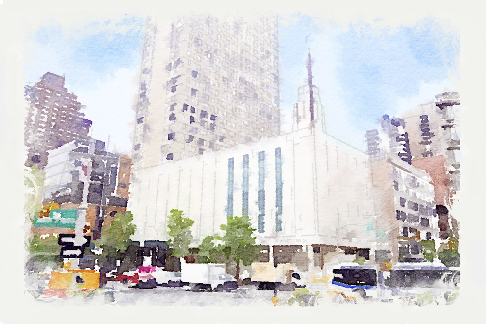 1000x667 Manhattan Temple - Nyc Watercolor