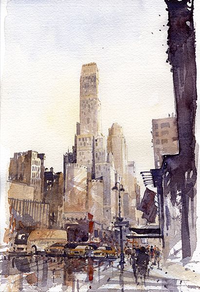 411x600 Nyc Watercolor By By Artiscon Clin Artdental - Nyc Watercolor