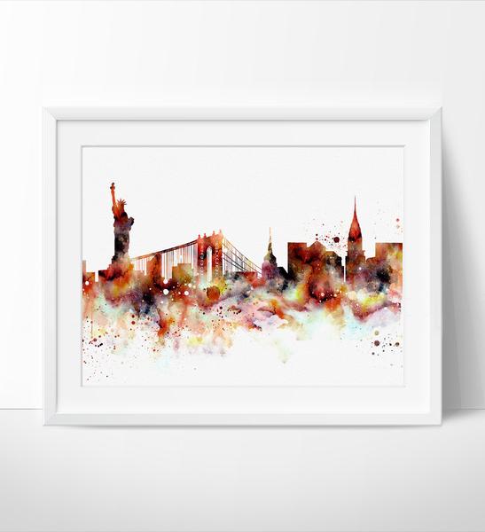 547x600 New York Skyline, Nyc Cityscape Art, Watercolor Painting - Nyc Watercolor