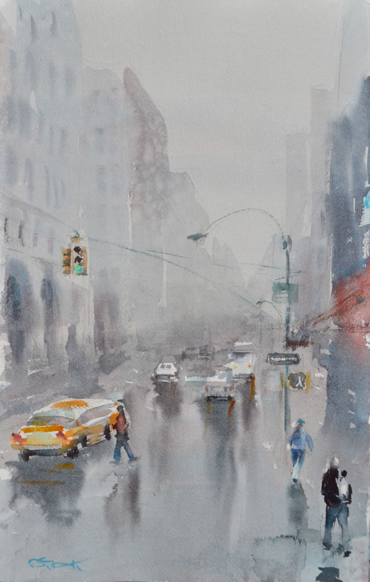 762x1200 That Rainy New York. (Tatsiana Harbacheuskaya) - Nyc Watercolor