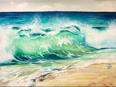 480x360 Watercolor Waves Rough Paper Painting Tutorial - Ocean Watercolor
