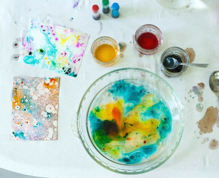 710x578 Marbling With Oil And Food Coloring - Oil Watercolor