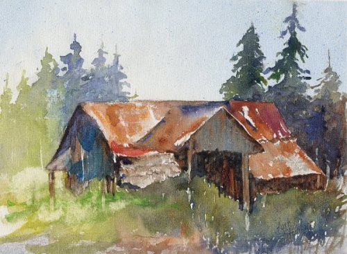 500x367 25 Watercolor Paintings Of Old Barns, Old Of Paintings Barns - Old Barn Watercolor Paintings