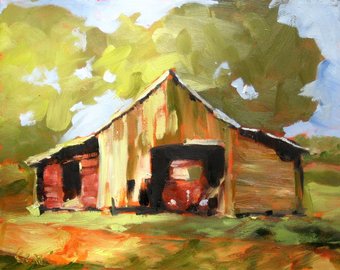 340x270 Landscape Rural Art Etsy - Old Barn Watercolor Paintings