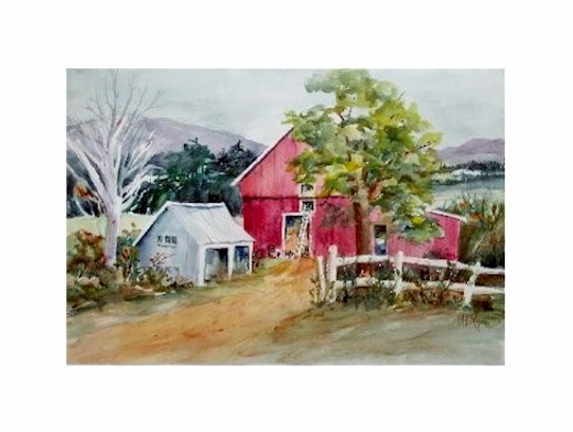 520x392 Old Barn Paintings, Original Watercolor Scenes - Old Barn Watercolor Paintings