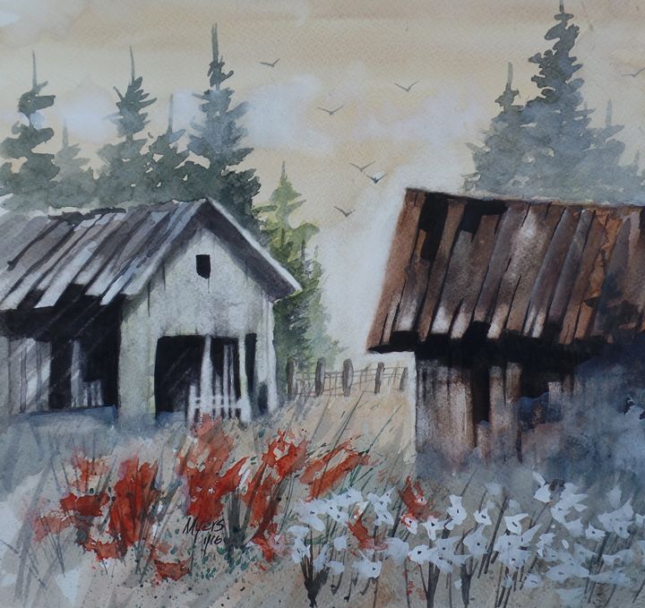 720x679 Old Barns, Watercolor Painting - Old Barn Watercolor Paintings