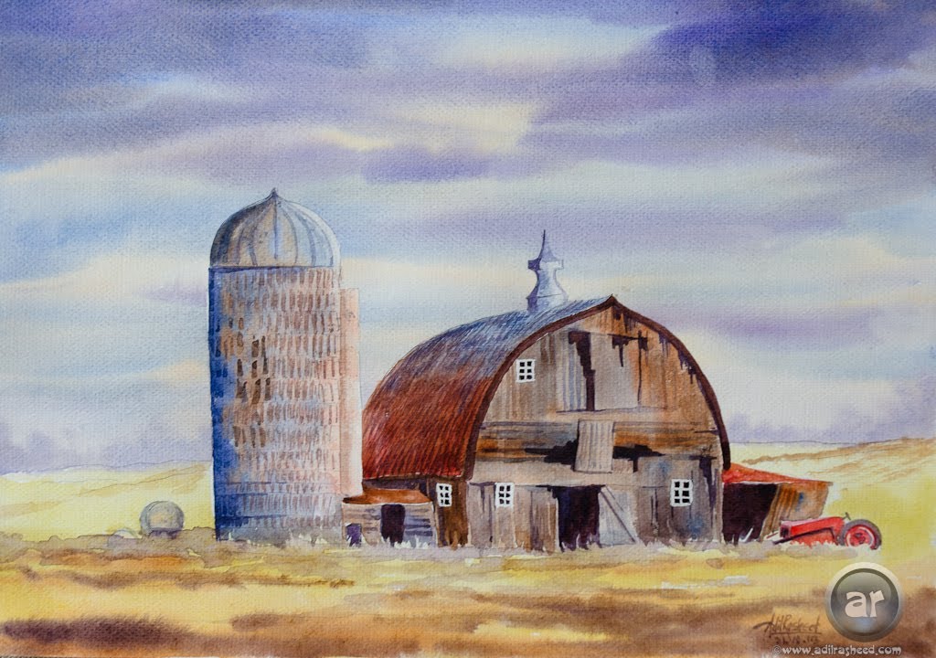 1024x720 Painting A Landscape With Barn In Watercolor - Old Barn Watercolor Paintings