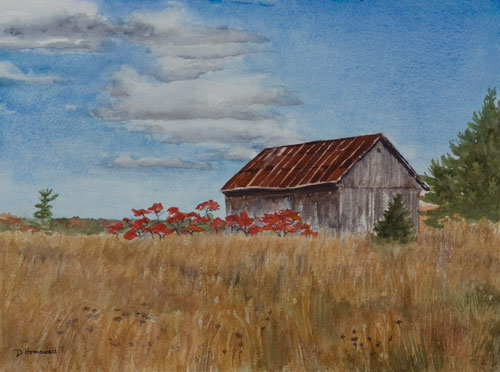 500x372 Watercolor Painting Of Barn - Old Barn Watercolor Paintings