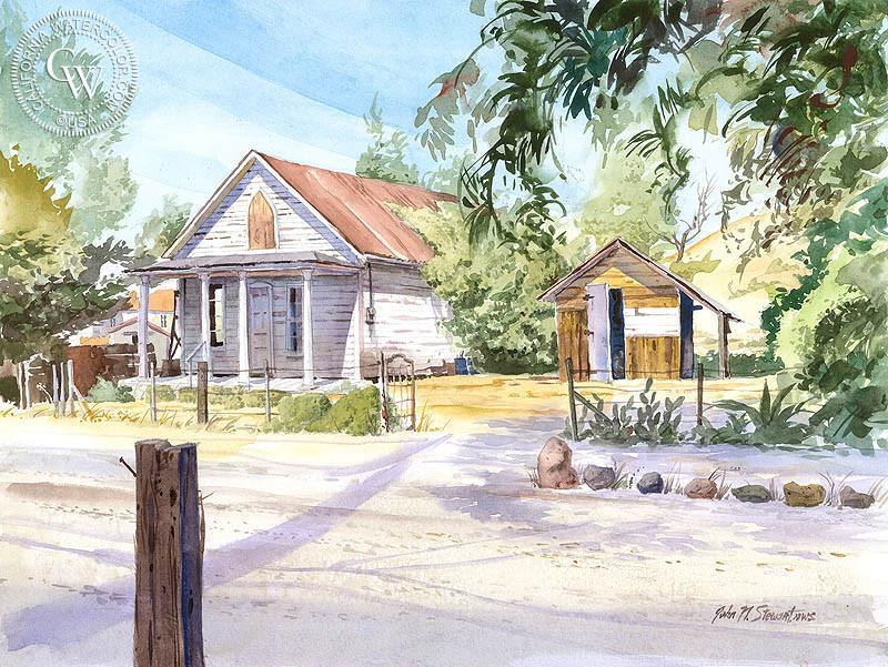 800x601 Old House, Art By John Norman Stewart California Watercolor - Old House Watercolor