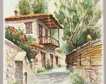340x270 Old House Watercolor Etsy - Old House Watercolor