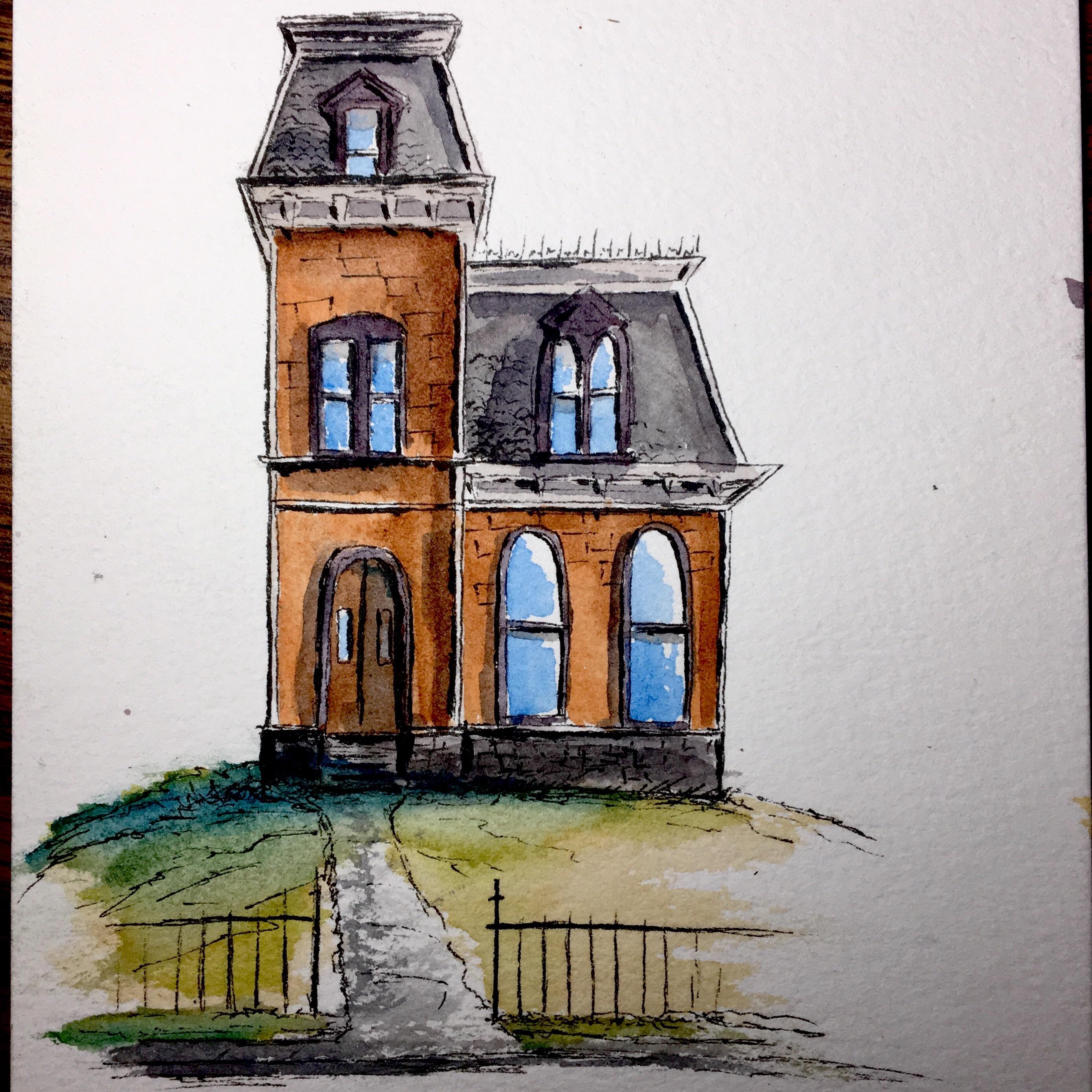 2778x2778 Old House Watercolor And Ink 5x7 Art - Old House Watercolor