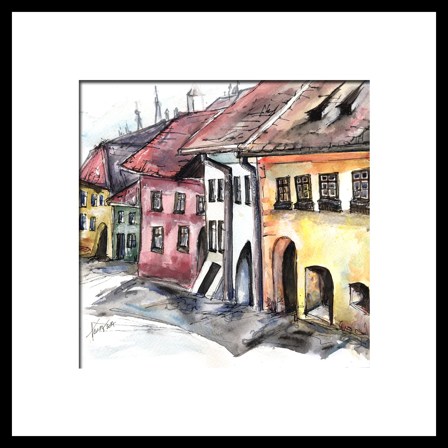 1500x1500 Old Houses - Old House Watercolor