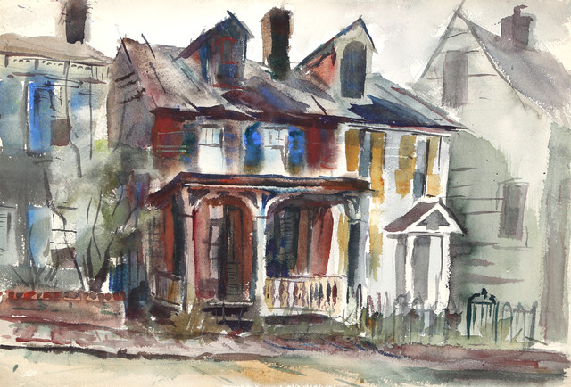 640x434 Eve Nethercott, Old Houses, P3.6, Watercolor Painting - Old House Watercolor