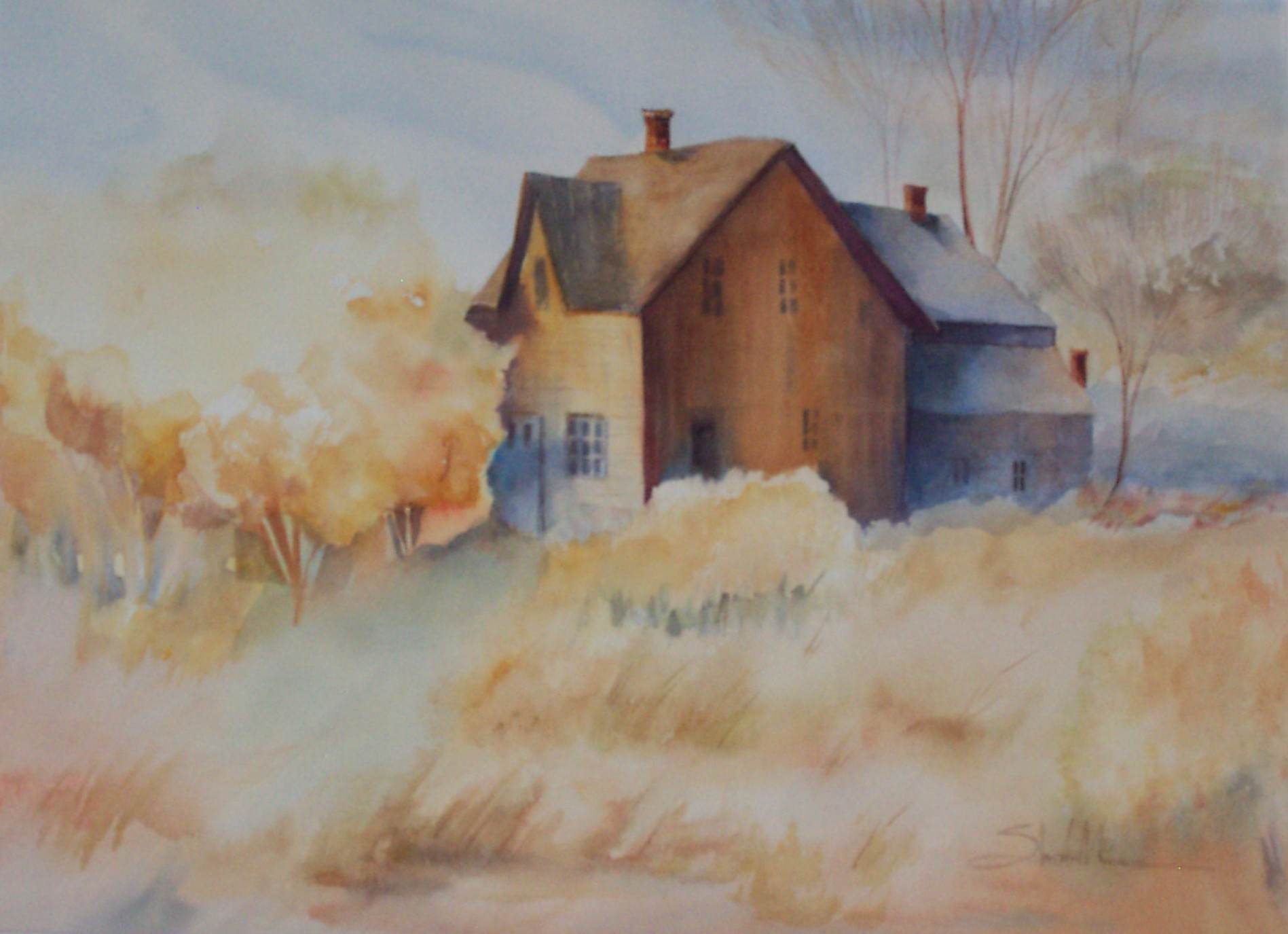 1897x1375 Old Farm House Traditional Watercolor A Painting A Day, Watercolor - Old Watercolor