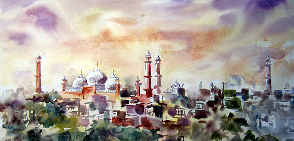 600x288 Old Lahore Watercolor On Behance - Old Watercolor