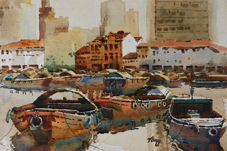 798x532 Singapore Watercolor Paintings By Ng Woon Lam Nws Aws Df - Old Watercolor