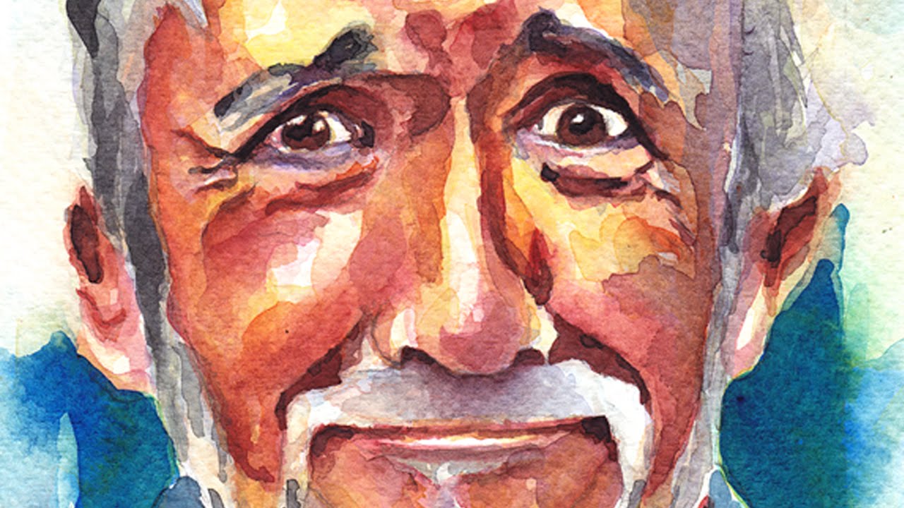 1280x720 Watercolor Portrait Speed Painting Demo. Old Man Portrait - Old Watercolor