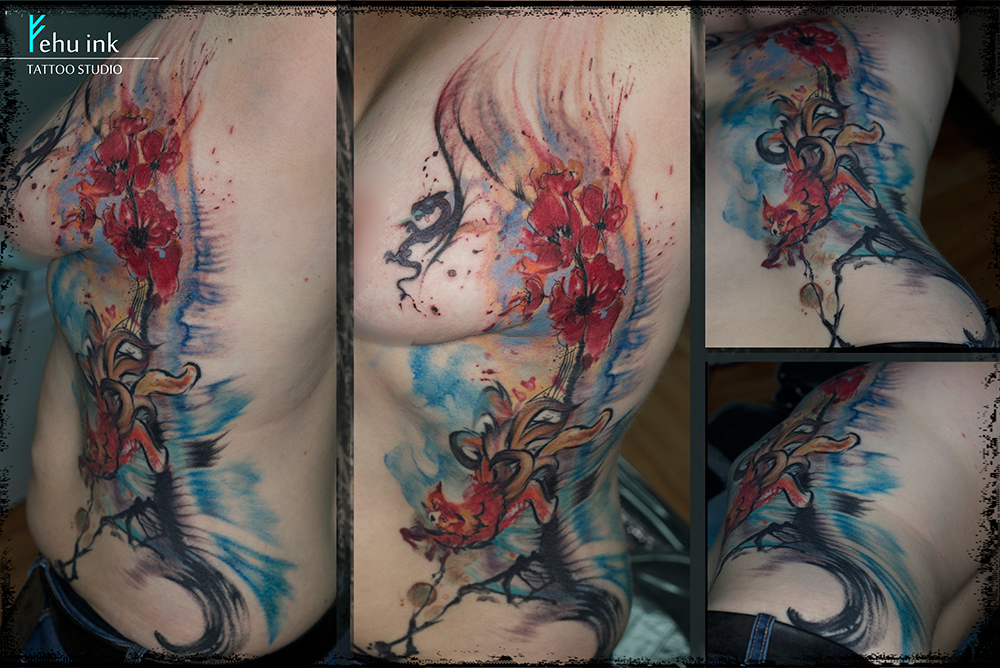 1000x668 Watercolor Tattoo By Ellegottzi - Old Watercolor Tattoo