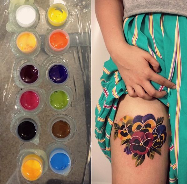 598x589 Watercolour Tattoo Thisisnotareality - Old Watercolor Tattoo