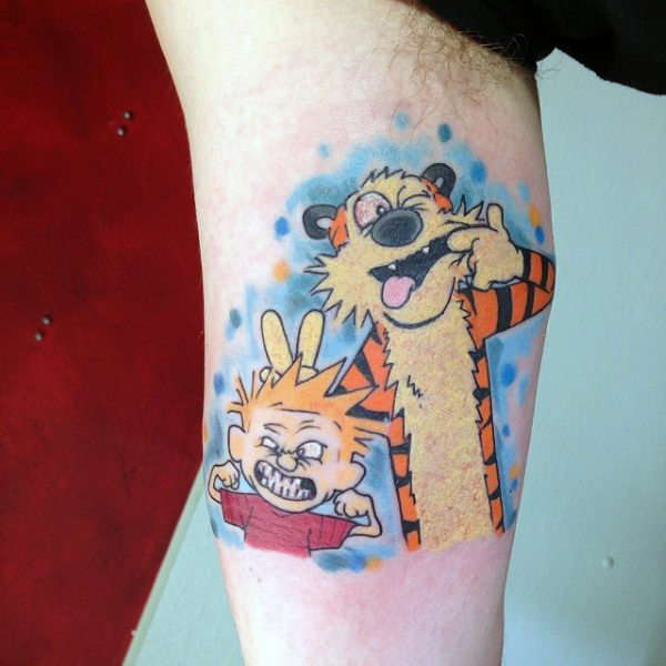 600x600 70 Calvin And Hobbes Tattoo Designs For Men - Old Watercolor Tattoo