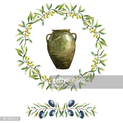 416x416 Watercolor Olive Branch Premium Clipart - Olive Branch Watercolor