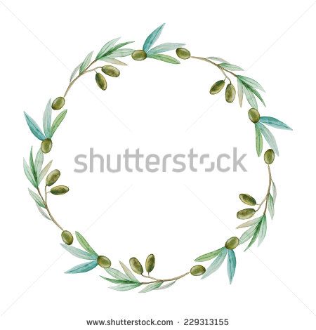 450x470 Watercolor Olive Branch Wreath. Hand Drawn Natural Vector Frame - Olive Branch Watercolor