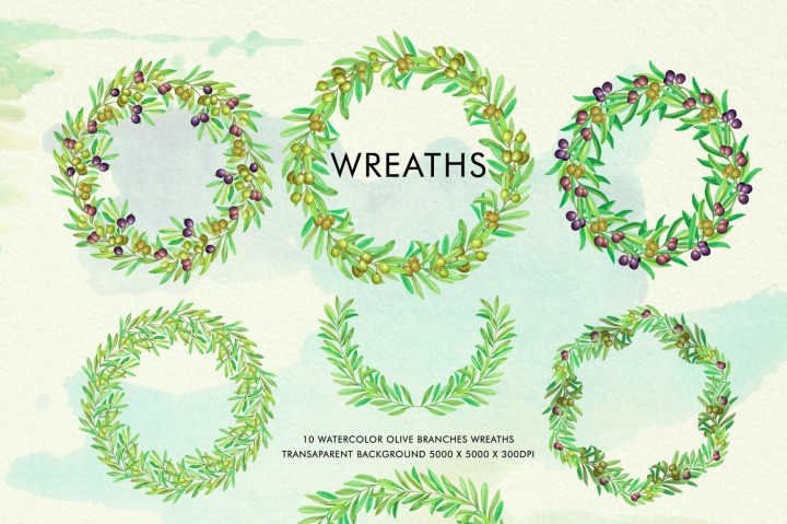 720x479 Olive Branch Watercolor Alphabets By Graphobia - Olive Branch Watercolor