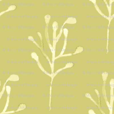 400x400 Olive Green Watercolor Branch Abstract Floral Flower Tree - Olive Green Watercolor