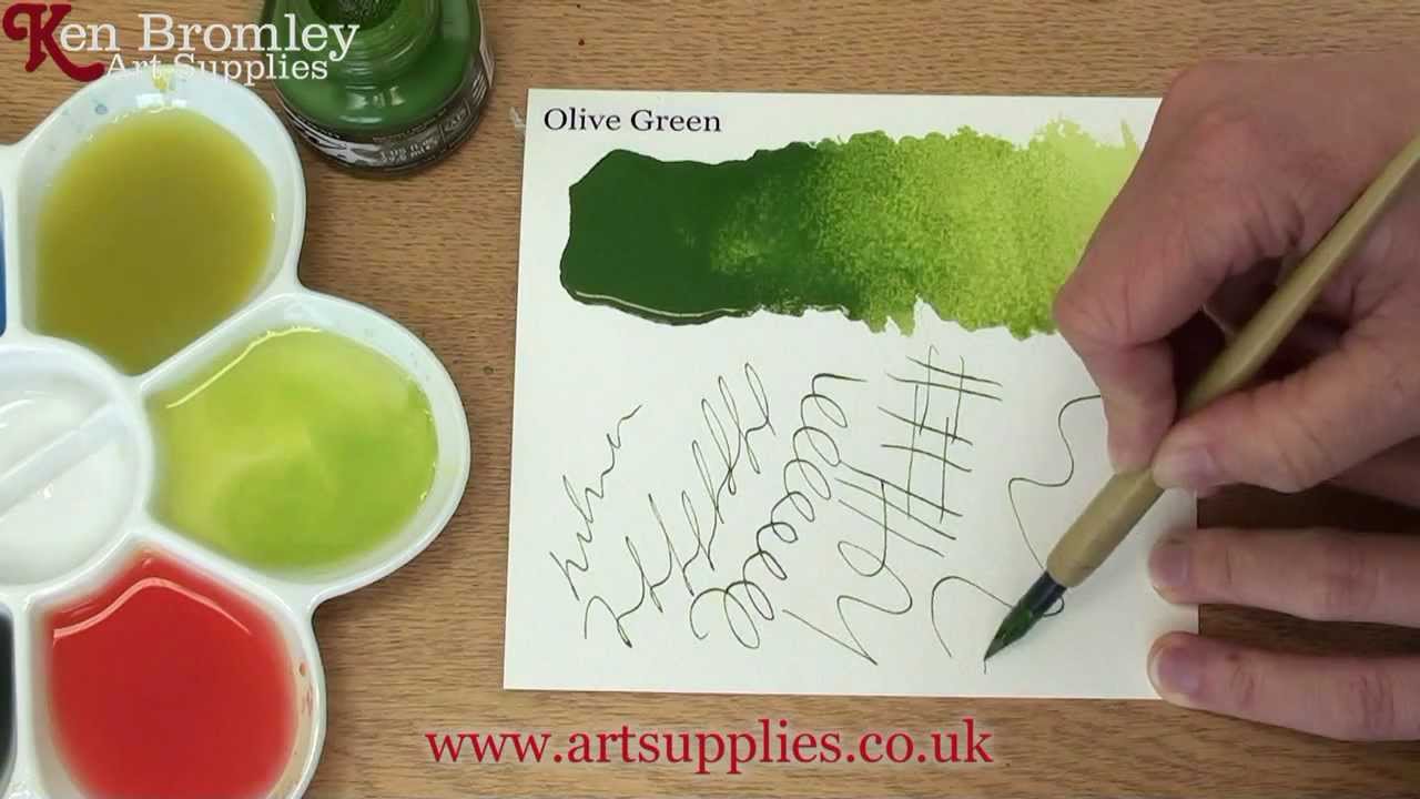 1280x720 Daler Rowney Fw Ink Olive Green 363 - Olive Green Watercolor
