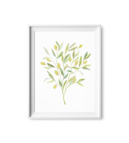 433x480 Peaceful Olive Watercolor Print Lilac Paperie - Olive Watercolor