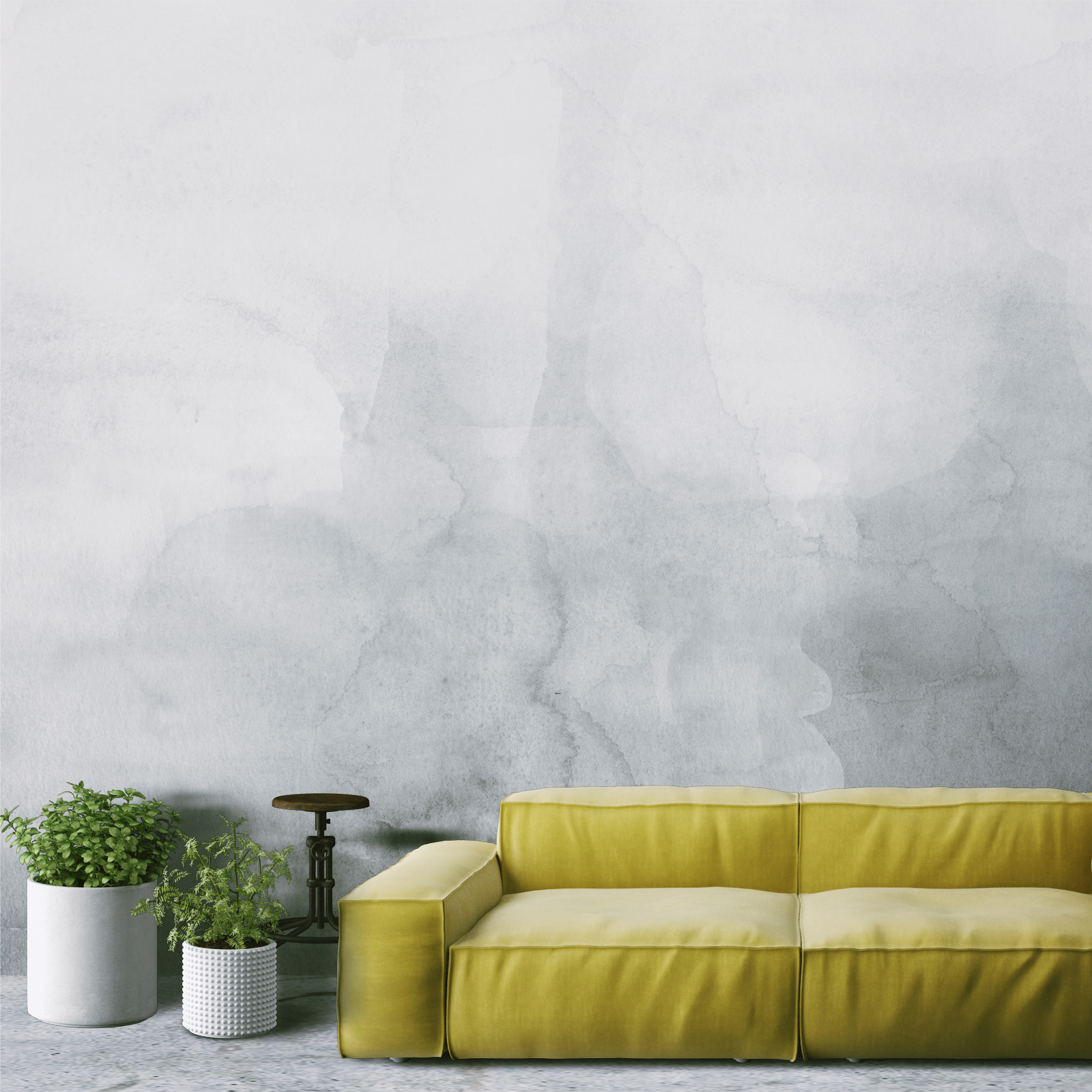 1743x1743 Grayscale Ombre Watercolor Wallpaper - Ombre Watercolor