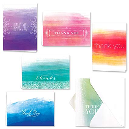 425x425 Ombre Watercolor Thank You Note Card Assortment Pack - Ombre Watercolor