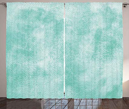 425x361 Ambesonne Mint Curtains, Ombre Watercolor Background - Ombre Watercolor