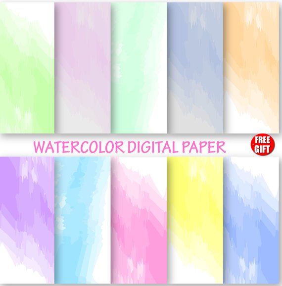 570x578 Watercolor Digital Paper Water Color Wallpaper Ombre Diy Etsy - Ombre Watercolor Background
