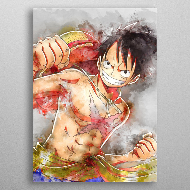640x640 Luffy Onepiece Watercolor By Morgane Van Overbeke Metal - One Piece Watercolor