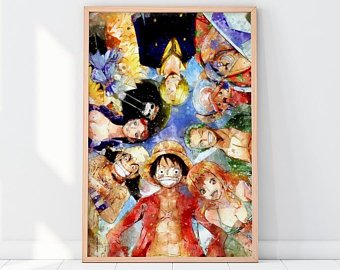 340x270 One Piece Poster Etsy - One Piece Watercolor
