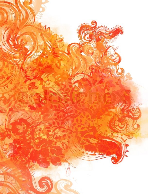609x800 Watercolor Orange Floral Background Stock Photo Colourbox - Orange Watercolor