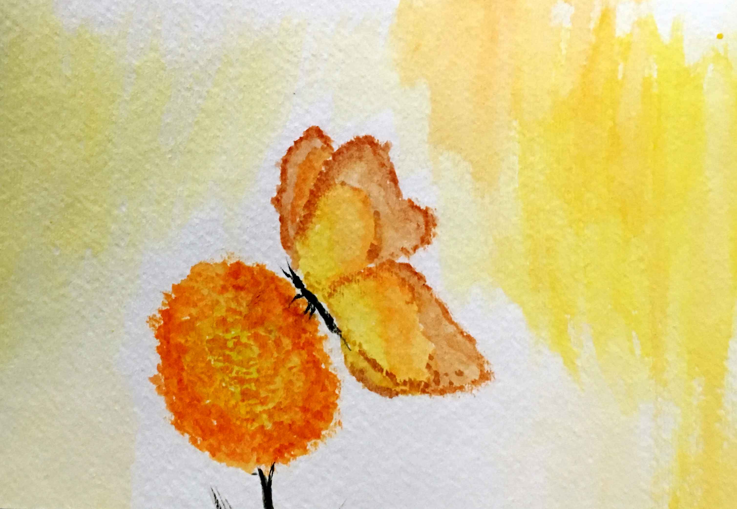 3018x2086 Home Bee Ing Artsy Butterfly And Orange Mum Jessiebeemine - Orange Watercolor Painting