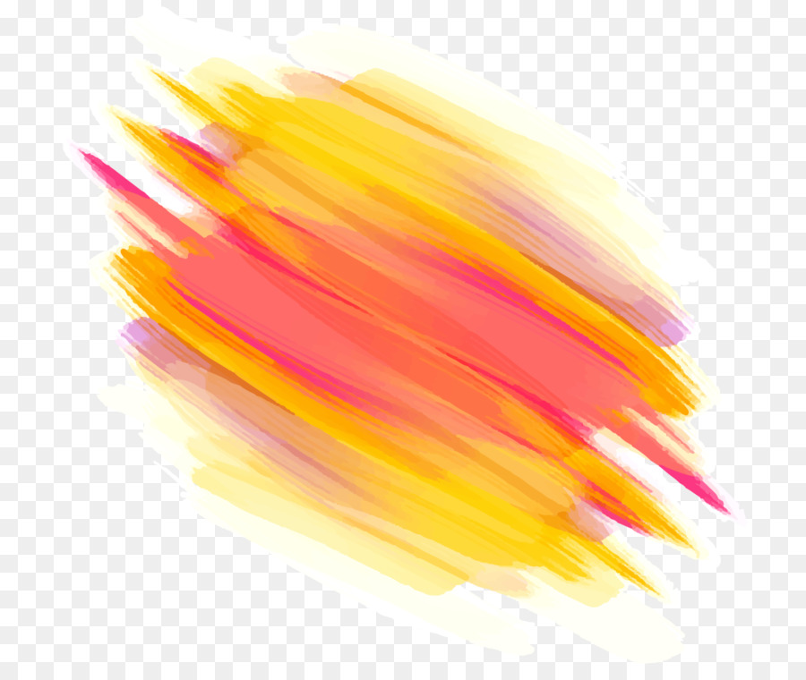 900x760 Ink Brush Watercolor Painting - Orange Watercolor Painting