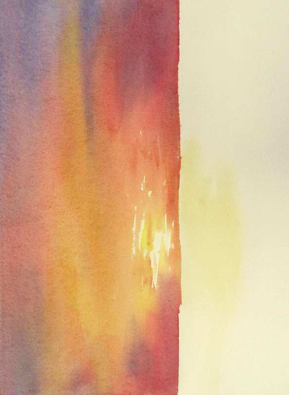 584x800 Watercolor Painting Of Warm Red Sky - Orange Watercolor Painting