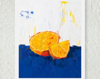 340x270 Blue Orange Painting Etsy - Orange Watercolor Painting