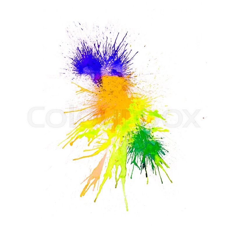 800x800 Bright Four Color Blue, Yellow, Orange And Green Watercolor Splash - Orange Watercolor Splash