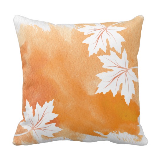 540x540 Watercolor Splash Orange Maple Leaves Modern Throw Pillow - Orange Watercolor Splash