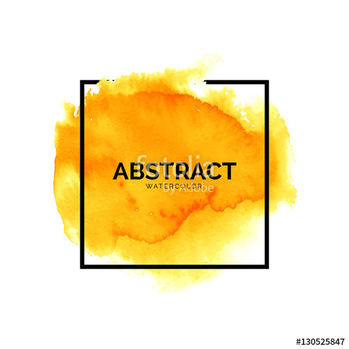 500x500 Abstract Yellow Watercolor Splash With Square Frame, Hand Painted - Orange Watercolor Splash