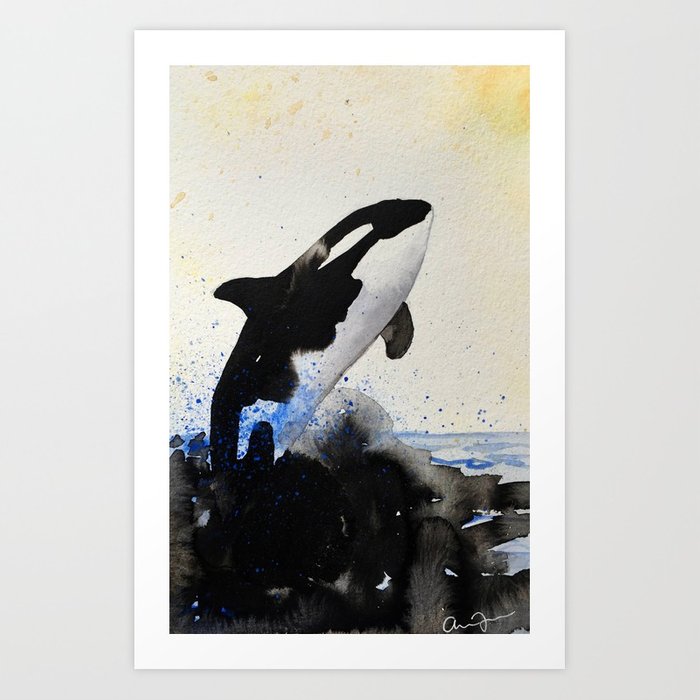 700x700 Orca Watercolor And Ink Art Print By Pandamanda827 Society6 - Orca Watercolor