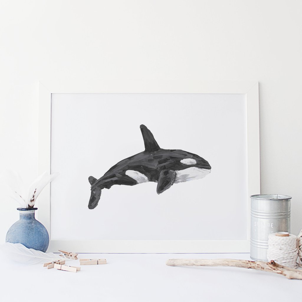 1024x1024 Watercolor Orca Killer Whale Digital Print Jetty Home - Orca Watercolor