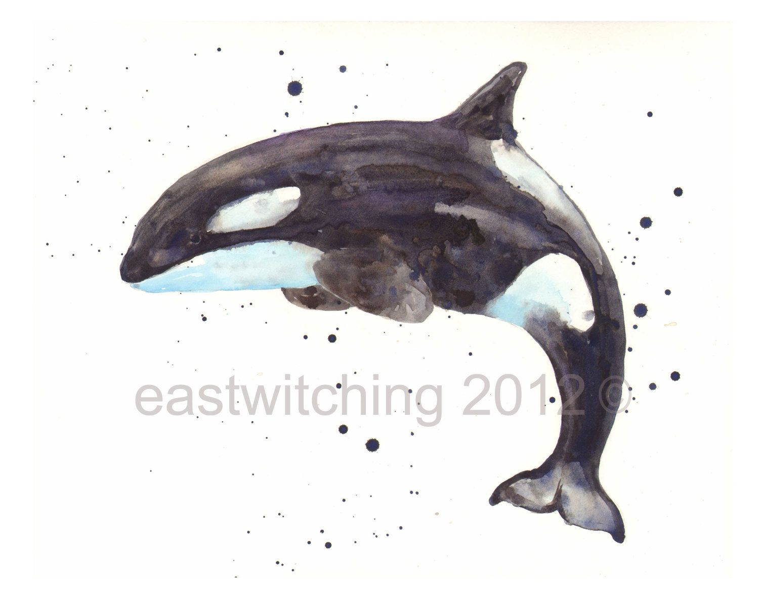 1500x1200 Killer Whale Print, Sealife Painting, Ocean Lover Gift Orca Lt3 - Orca Whale Watercolor